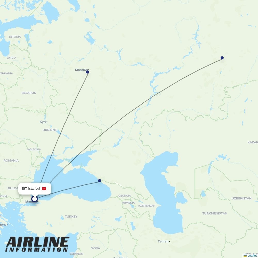 Ural Airlines routes from IST