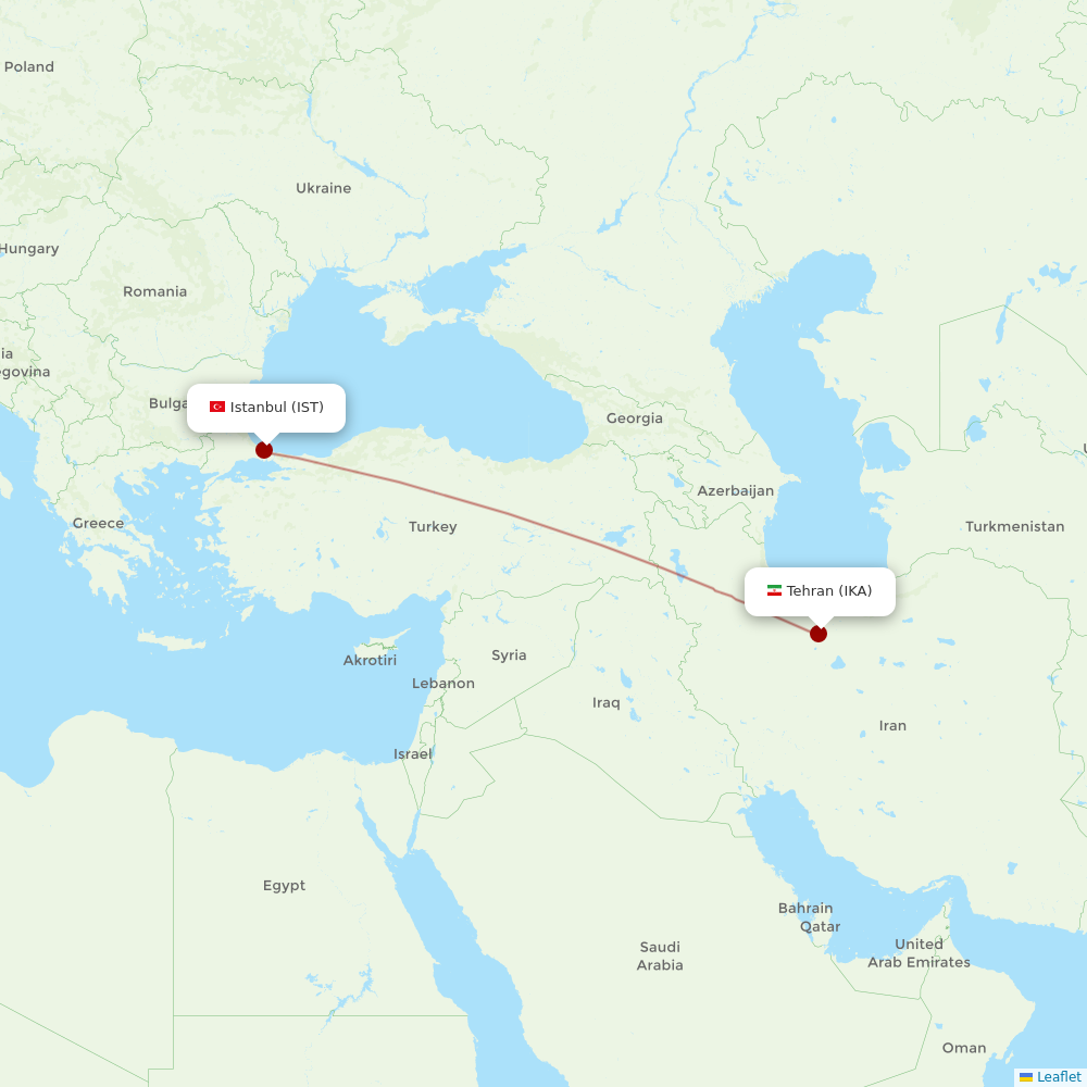 Mahan Air at IST route map