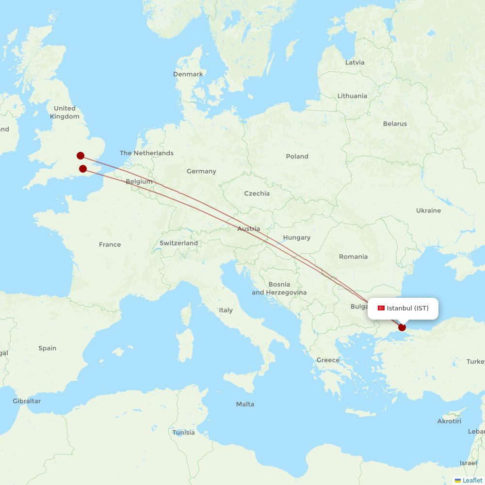 Wizz Air UK at IST route map