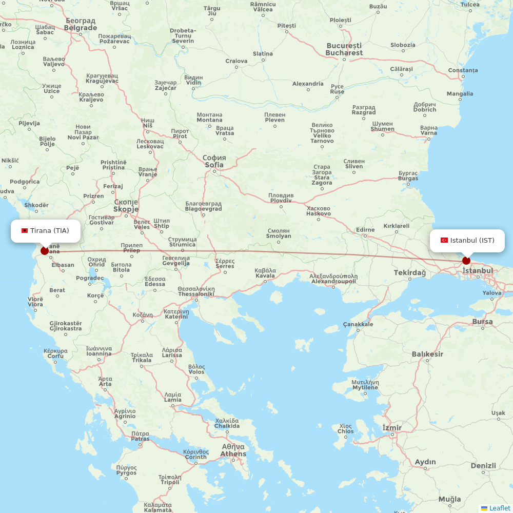 Air Albania at IST route map