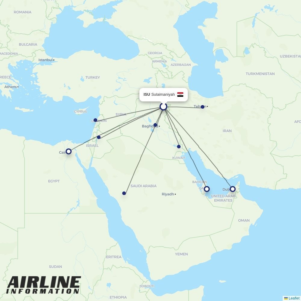 Iraqi Airways routes from ISU