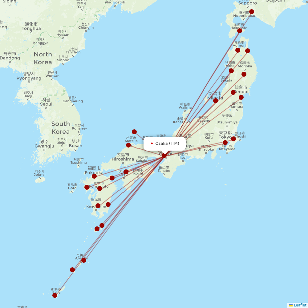 JAL at ITM route map