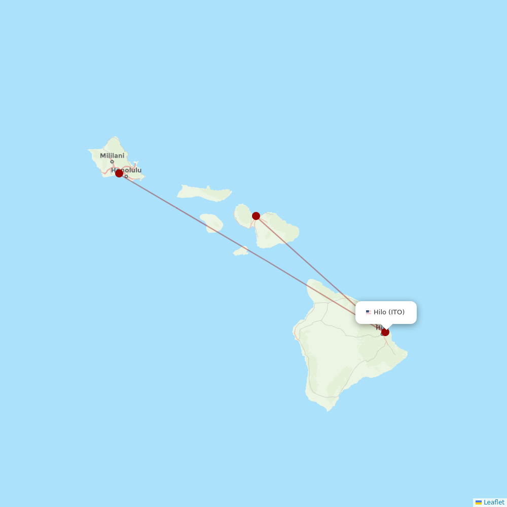 Hawaiian Airlines at ITO route map