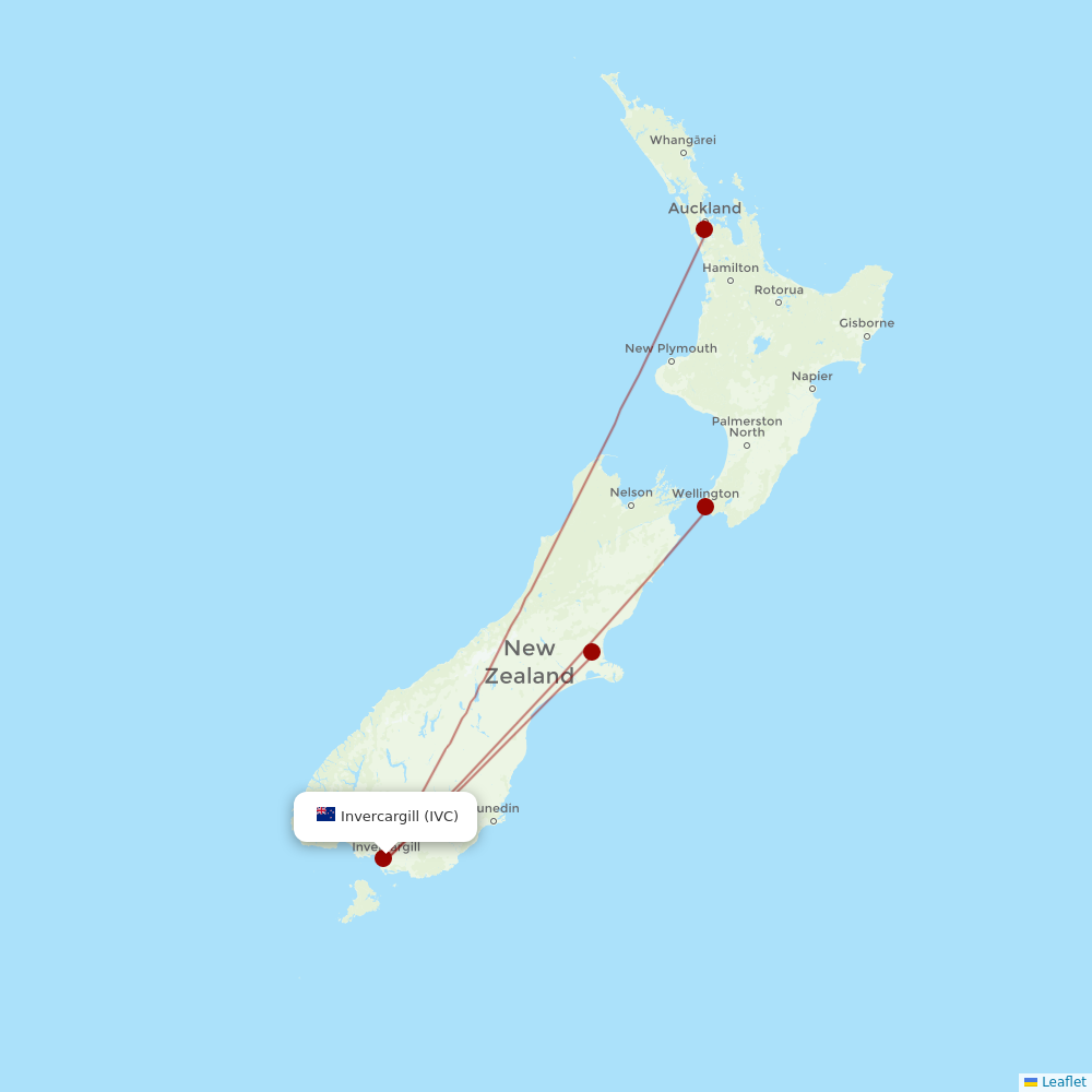 Air New Zealand at IVC route map