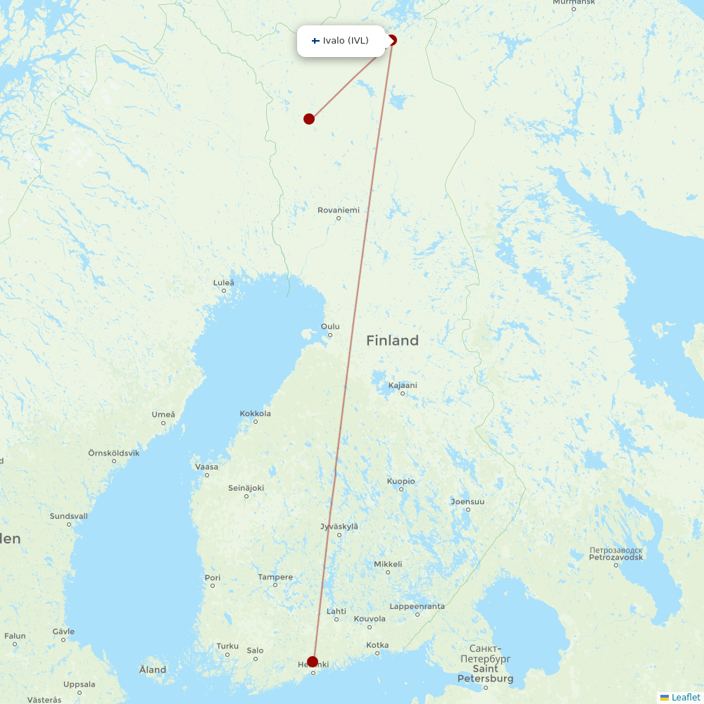 Finnair at IVL route map