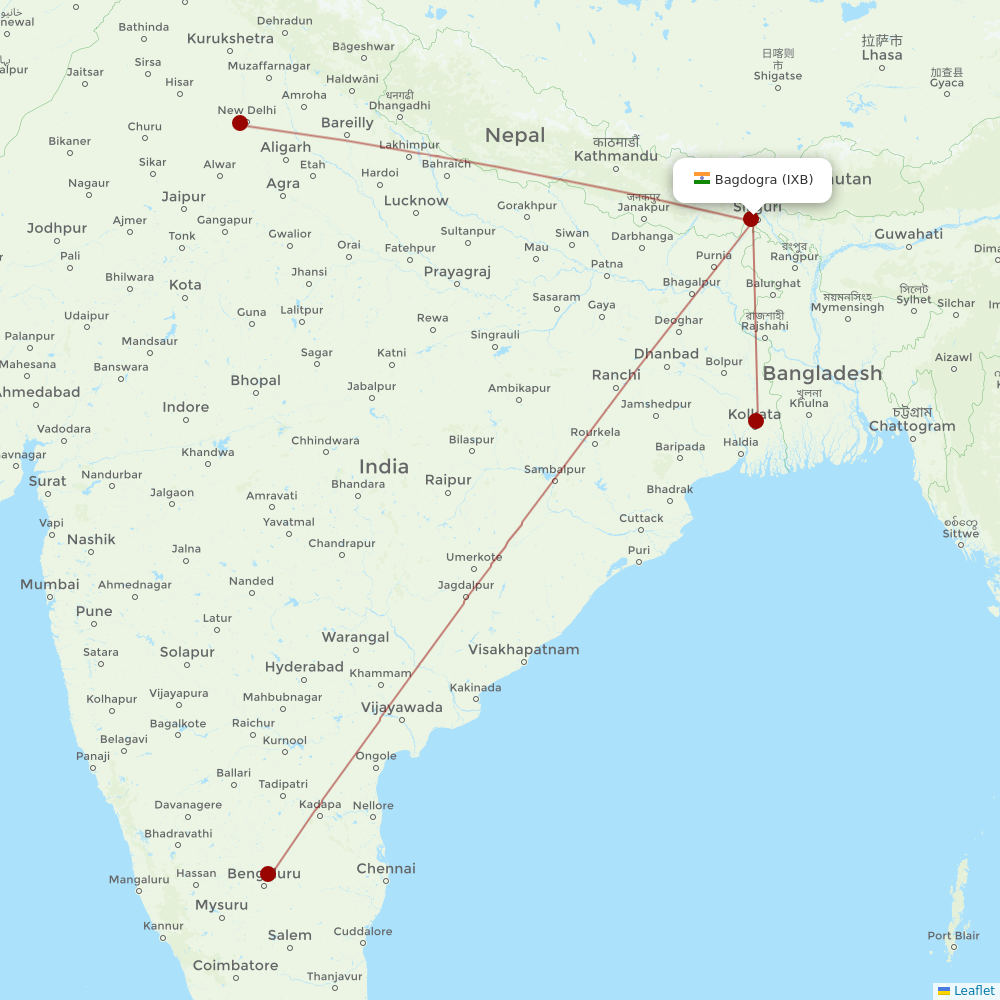 AirAsia India at IXB route map