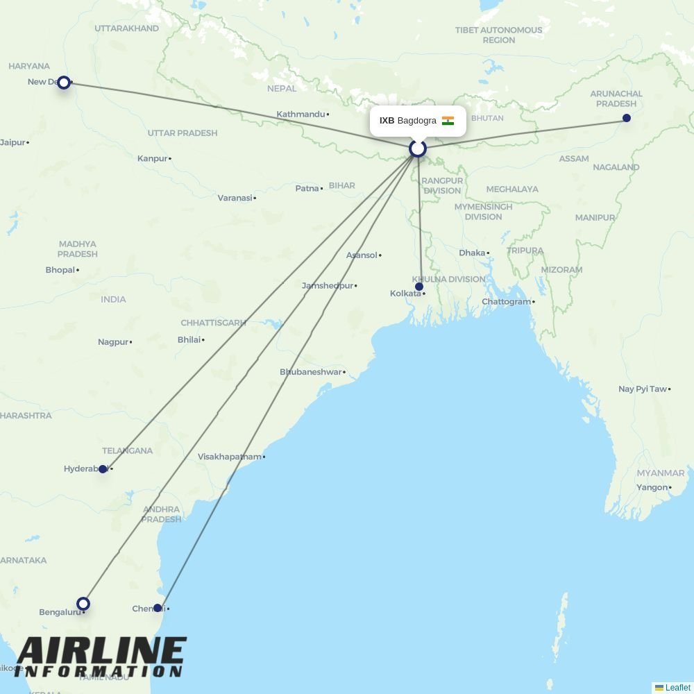 Air India Express routes from IXB
