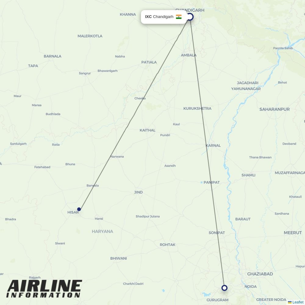 Alliance Air routes from IXC