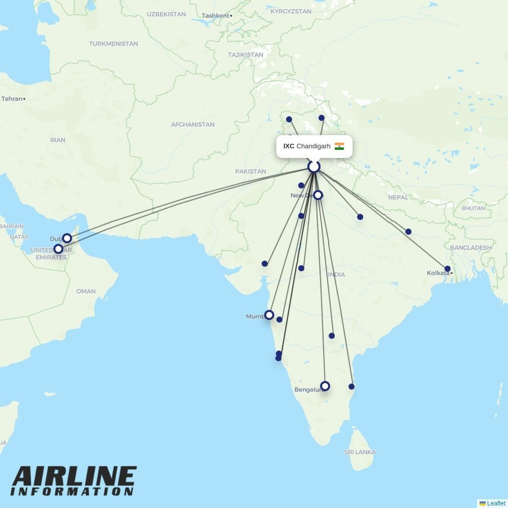 Air India routes from IXC