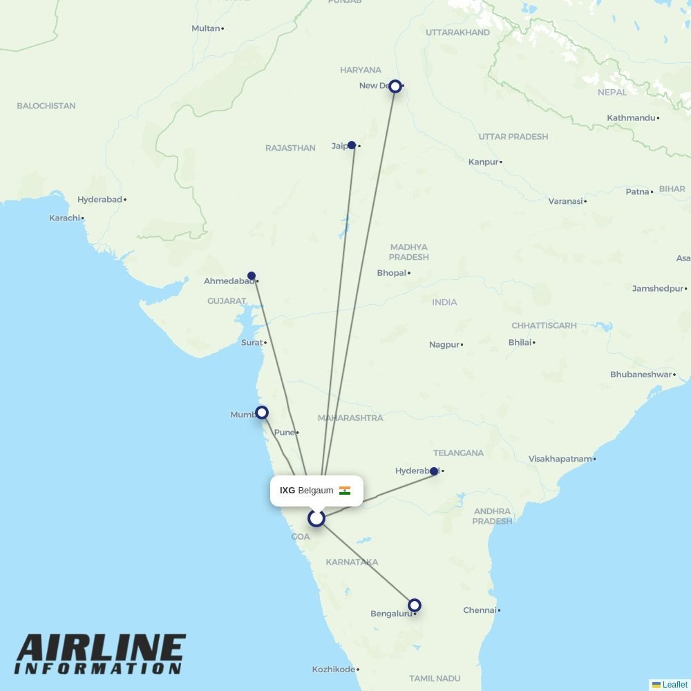 IndiGo routes from IXG