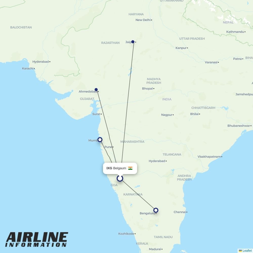 Star Air routes from IXG