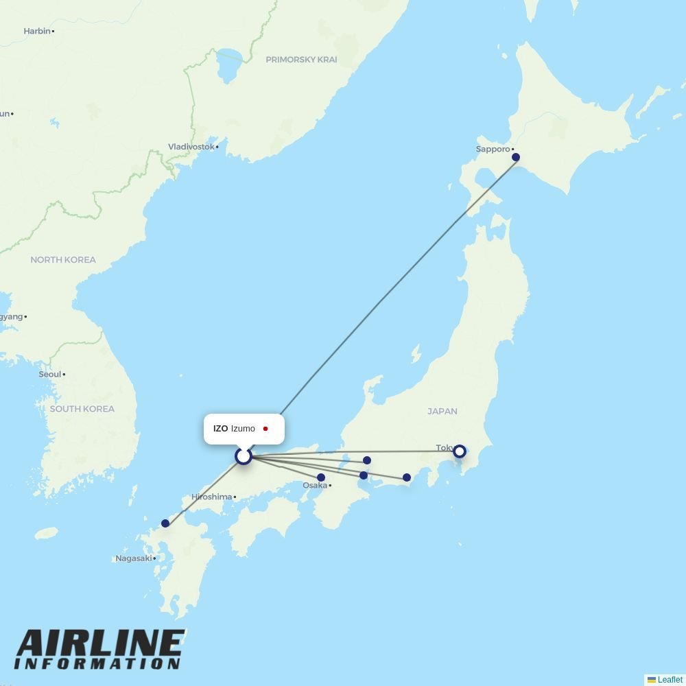 JAL routes from IZO