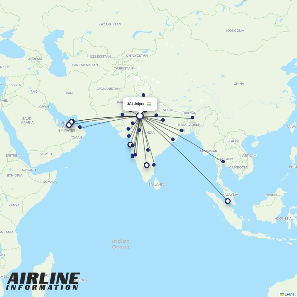 IndiGo routes from JAI