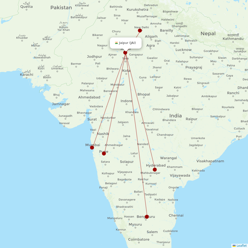 AirAsia India at JAI route map