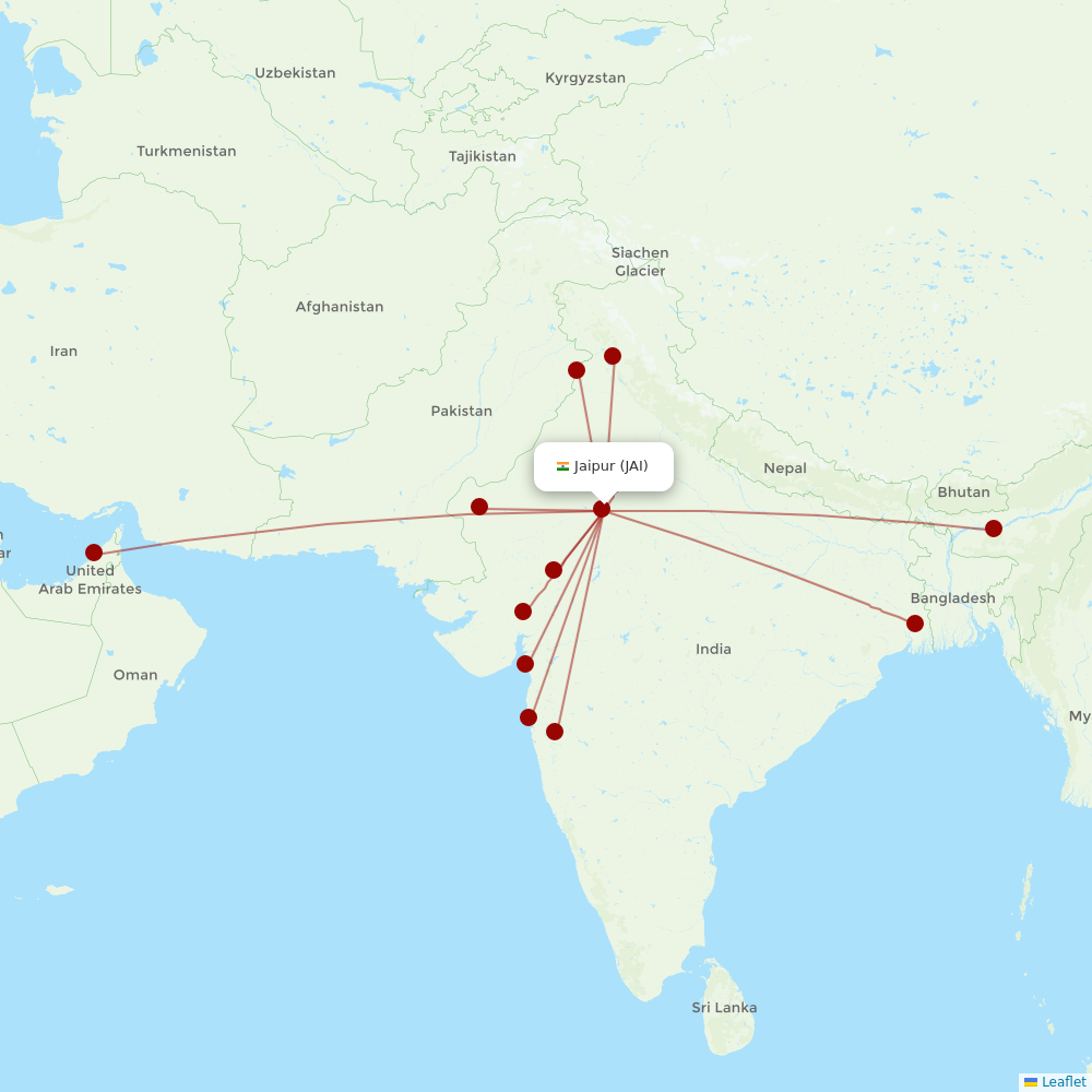 SpiceJet at JAI route map