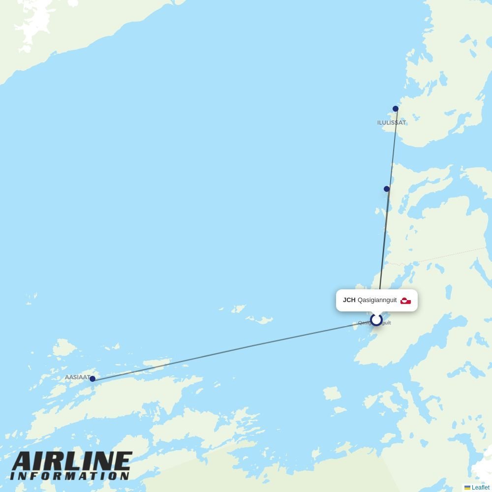 Air Greenland routes from JCH