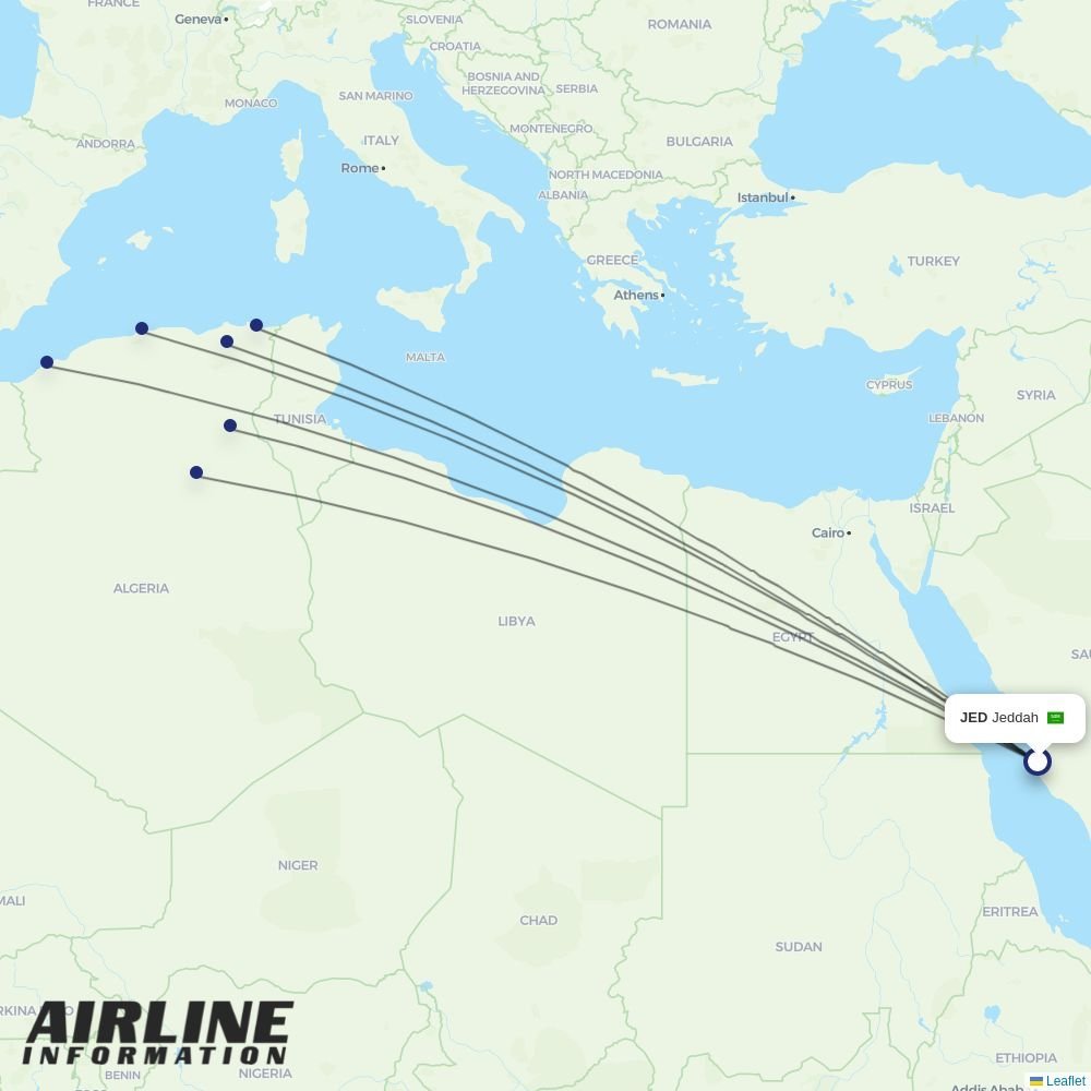Air Algerie routes from JED