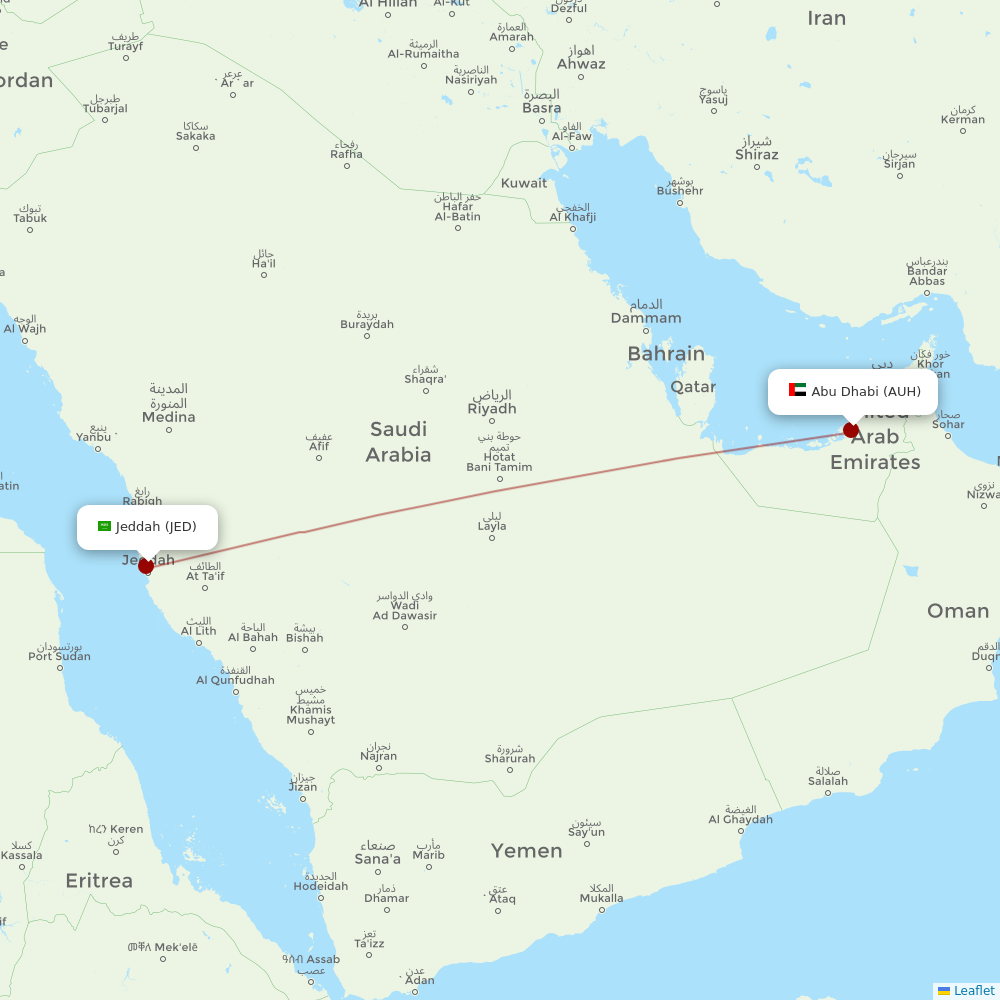 Etihad Airways at JED route map