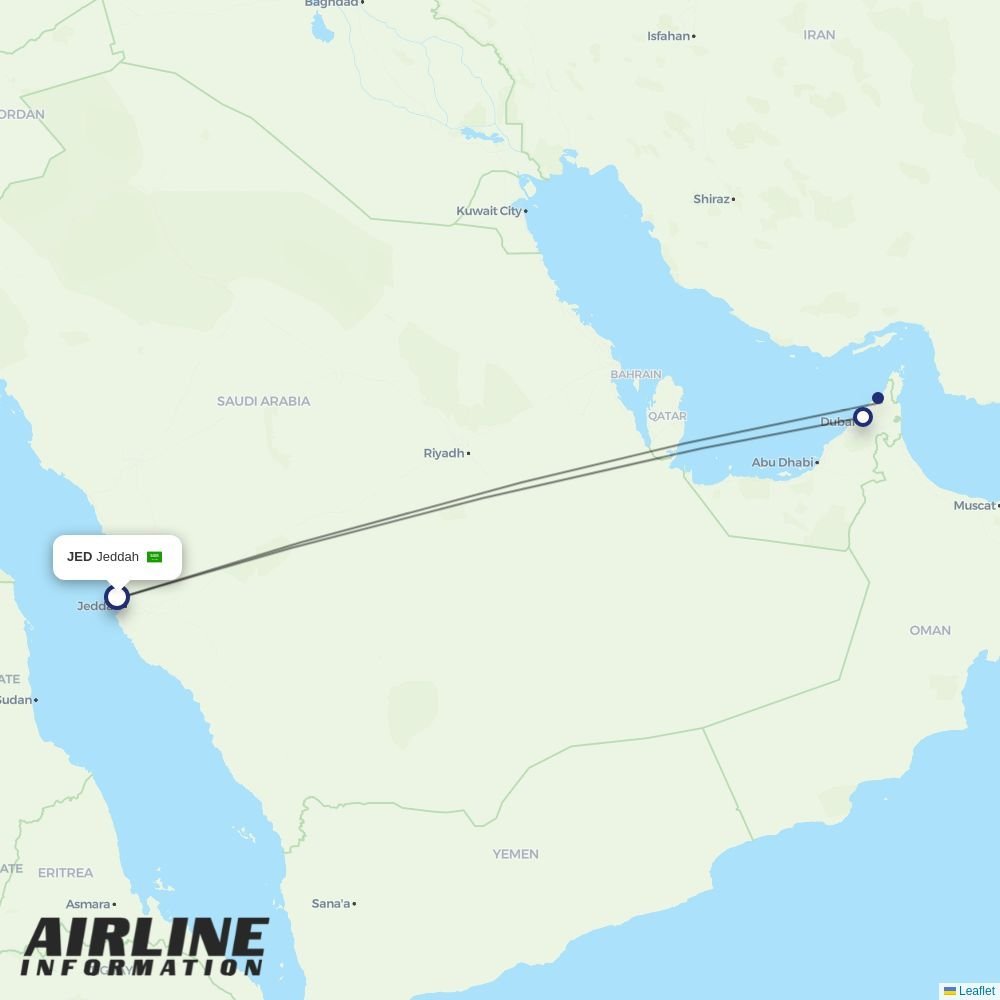 Air Arabia routes from JED