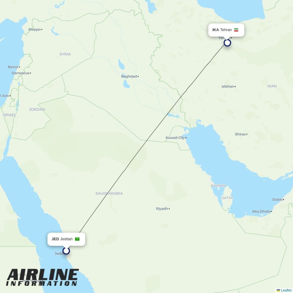 Iran Air routes from JED