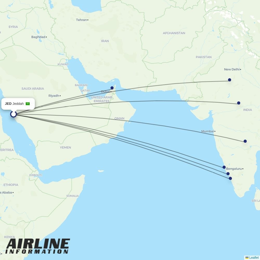 Air India Express routes from JED