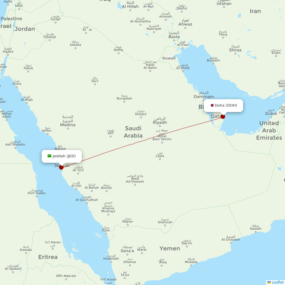 Qatar Airways at JED route map