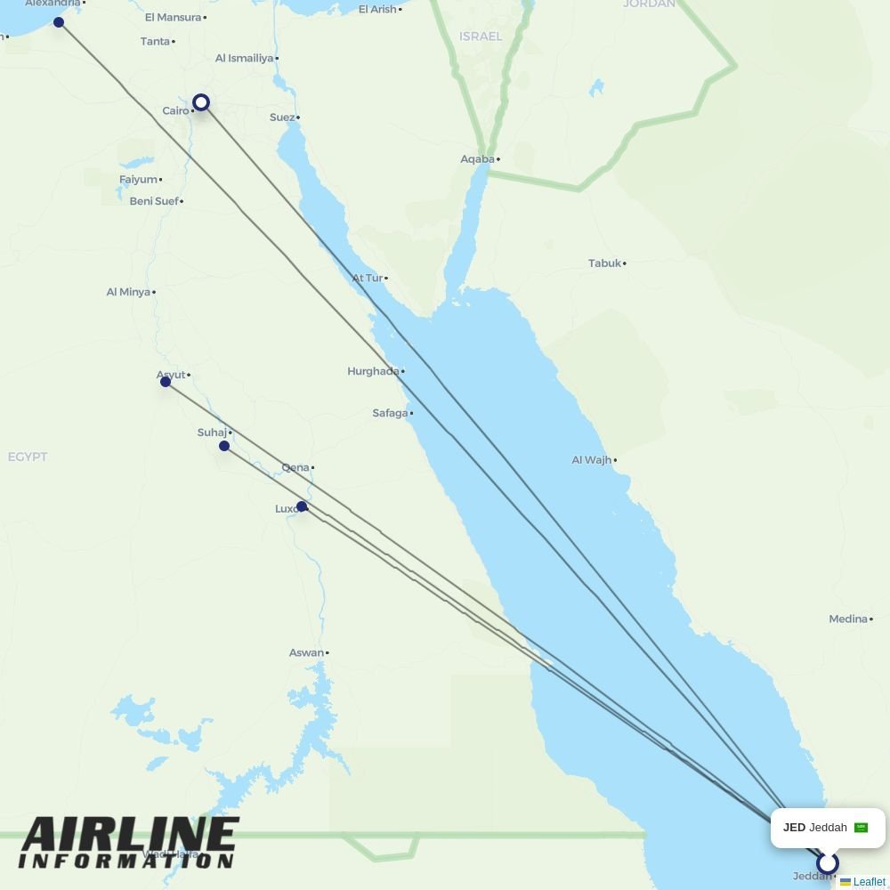 Air Cairo routes from JED