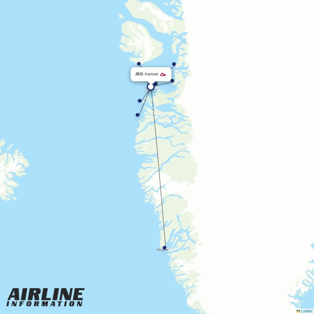 Air Greenland routes from JEG