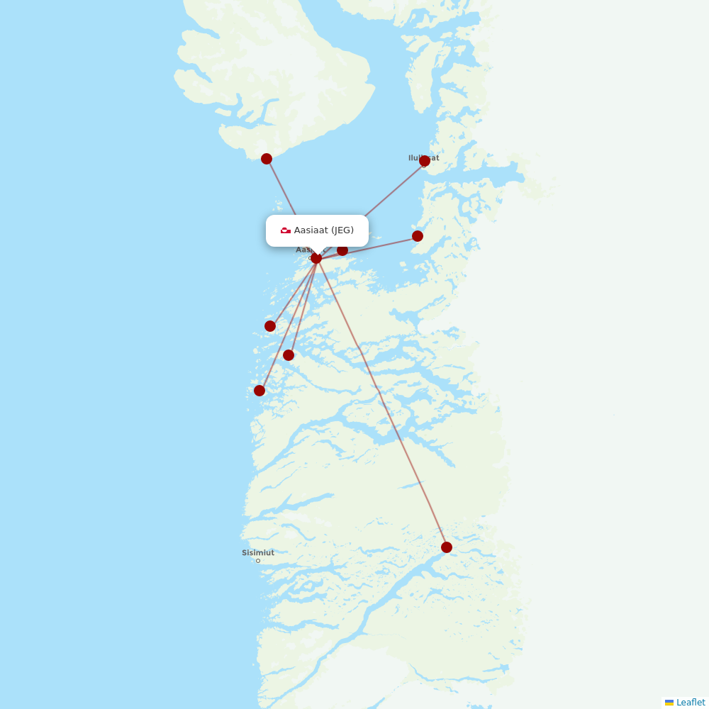 AirGlow Aviation Services at JEG route map