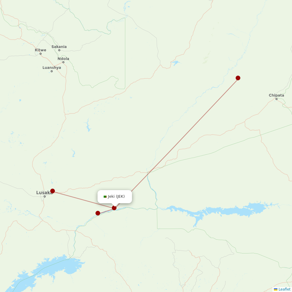 Proflight Zambia at JEK route map