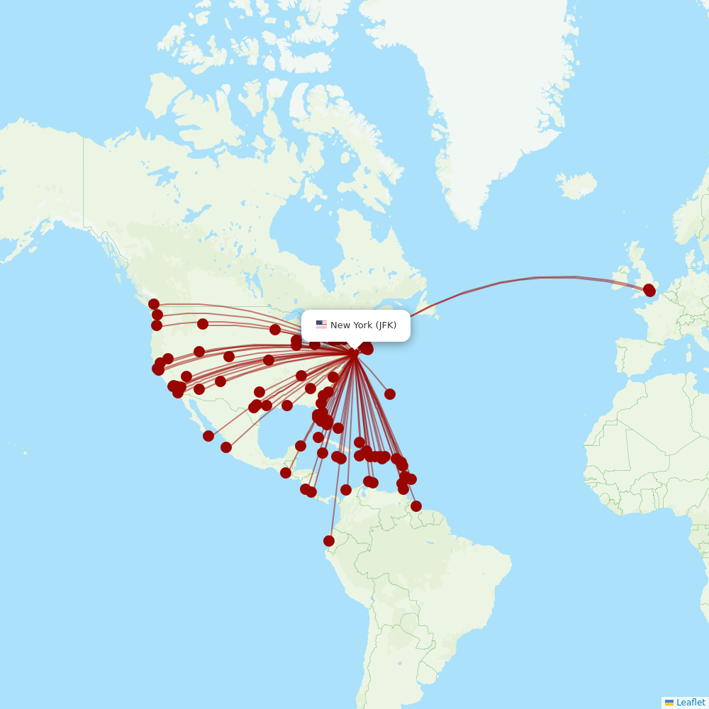 JetBlue at JFK route map