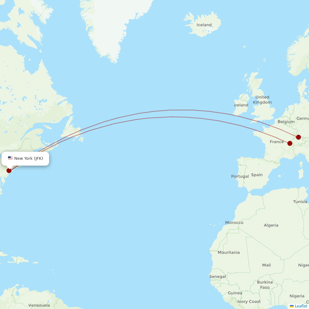 SWISS at JFK route map