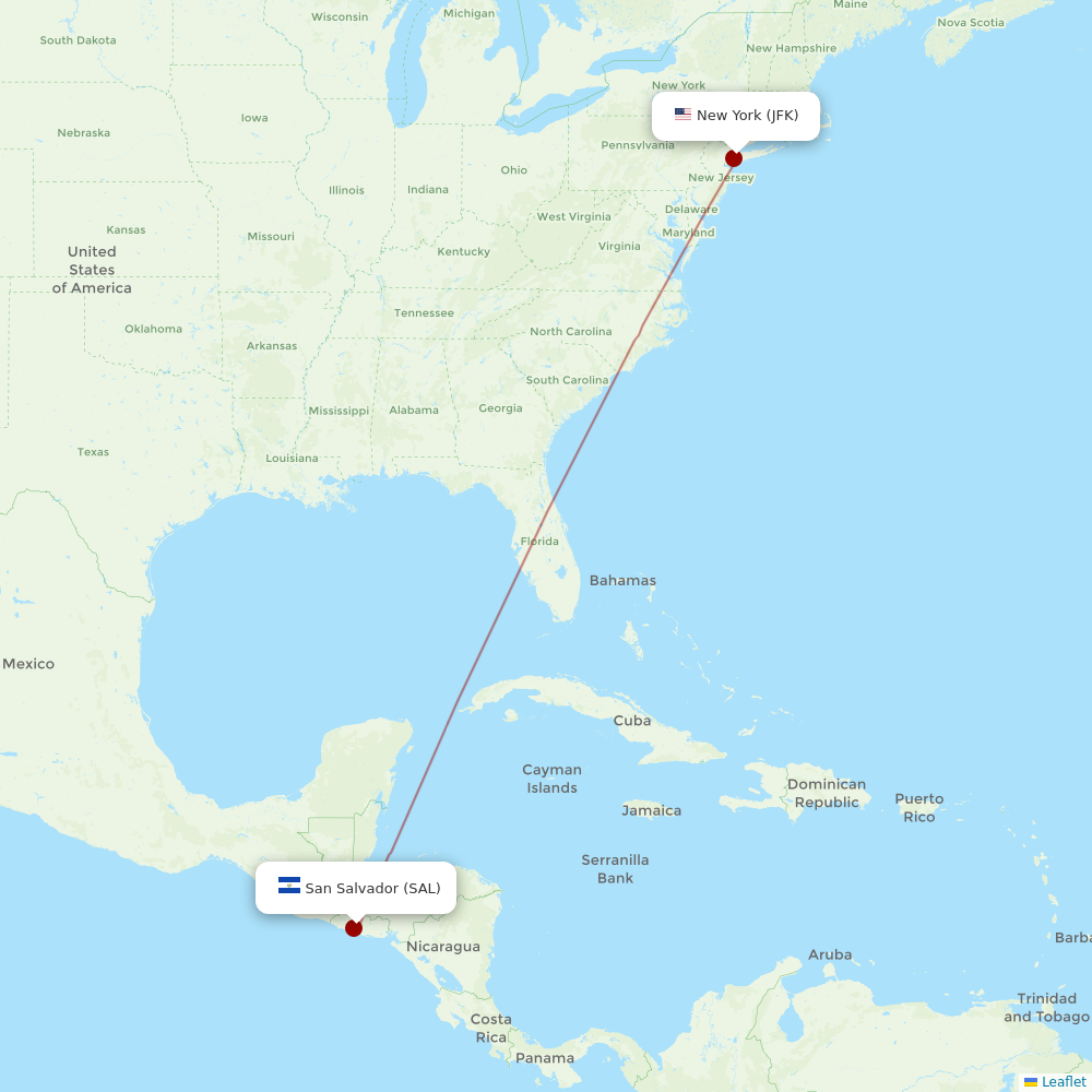 Volaris Costa Rica at JFK route map