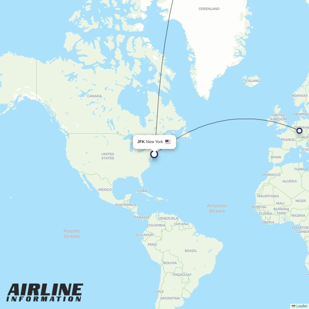 Singapore Airlines routes from JFK