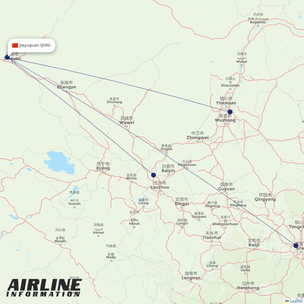 China Eastern routes from JGN
