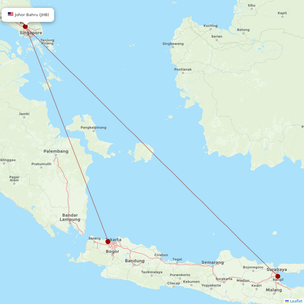 Indonesia AirAsia at JHB route map