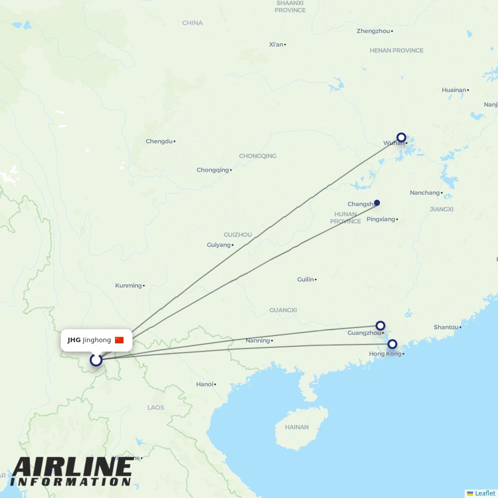 China Southern routes from JHG