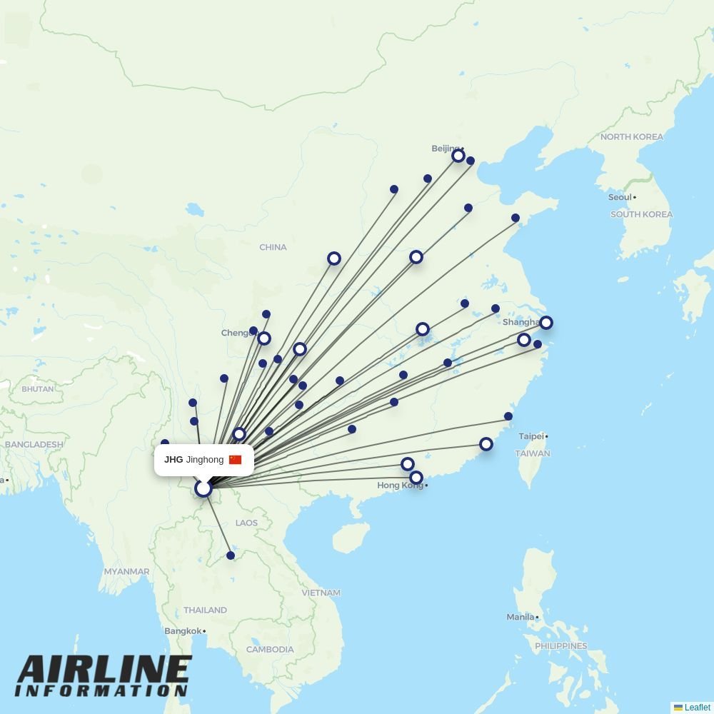 Ruili Airlines routes from JHG