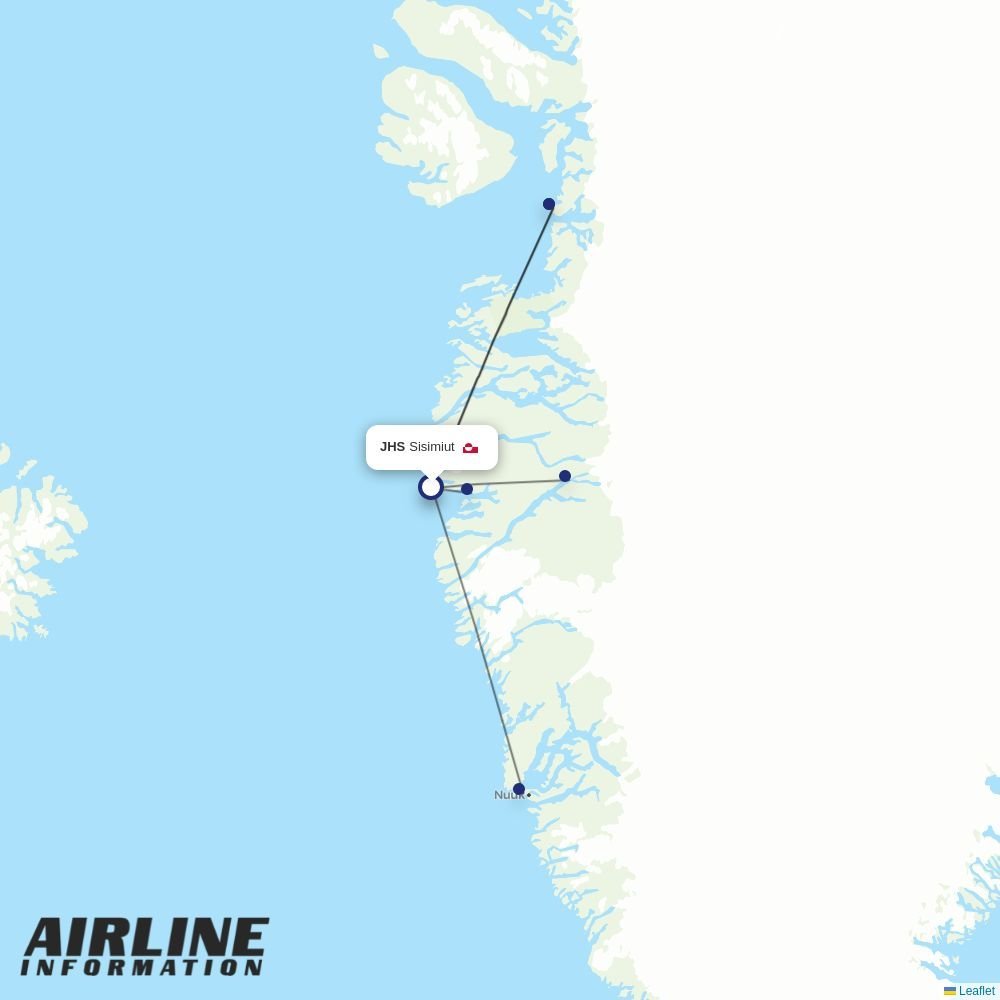 Air Greenland routes from JHS