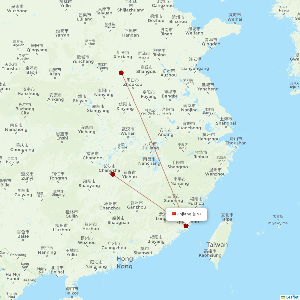 Joy Air at JJN route map