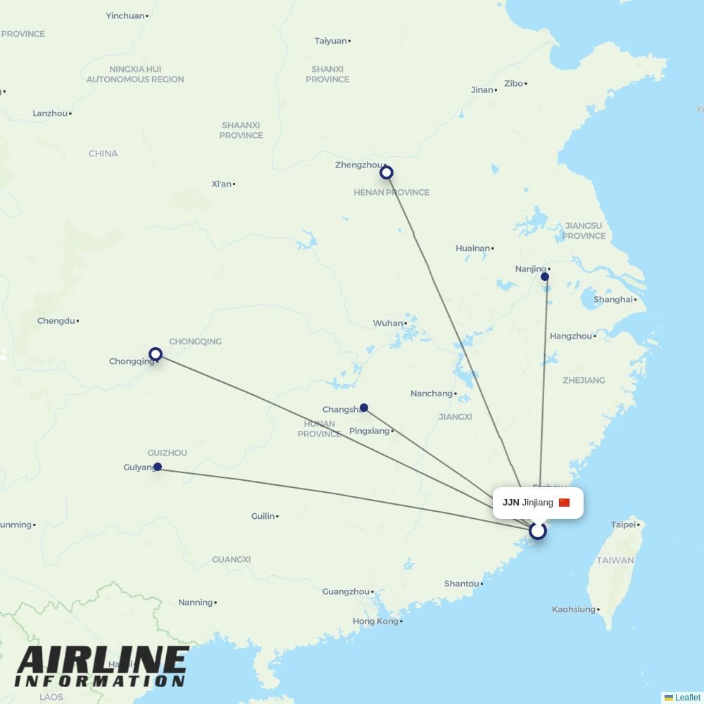 West Air (China) routes from JJN