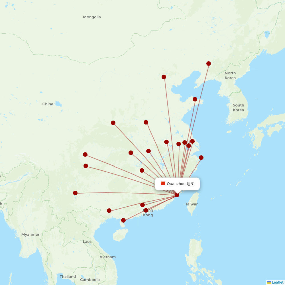 Shenzhen Airlines at JJN route map