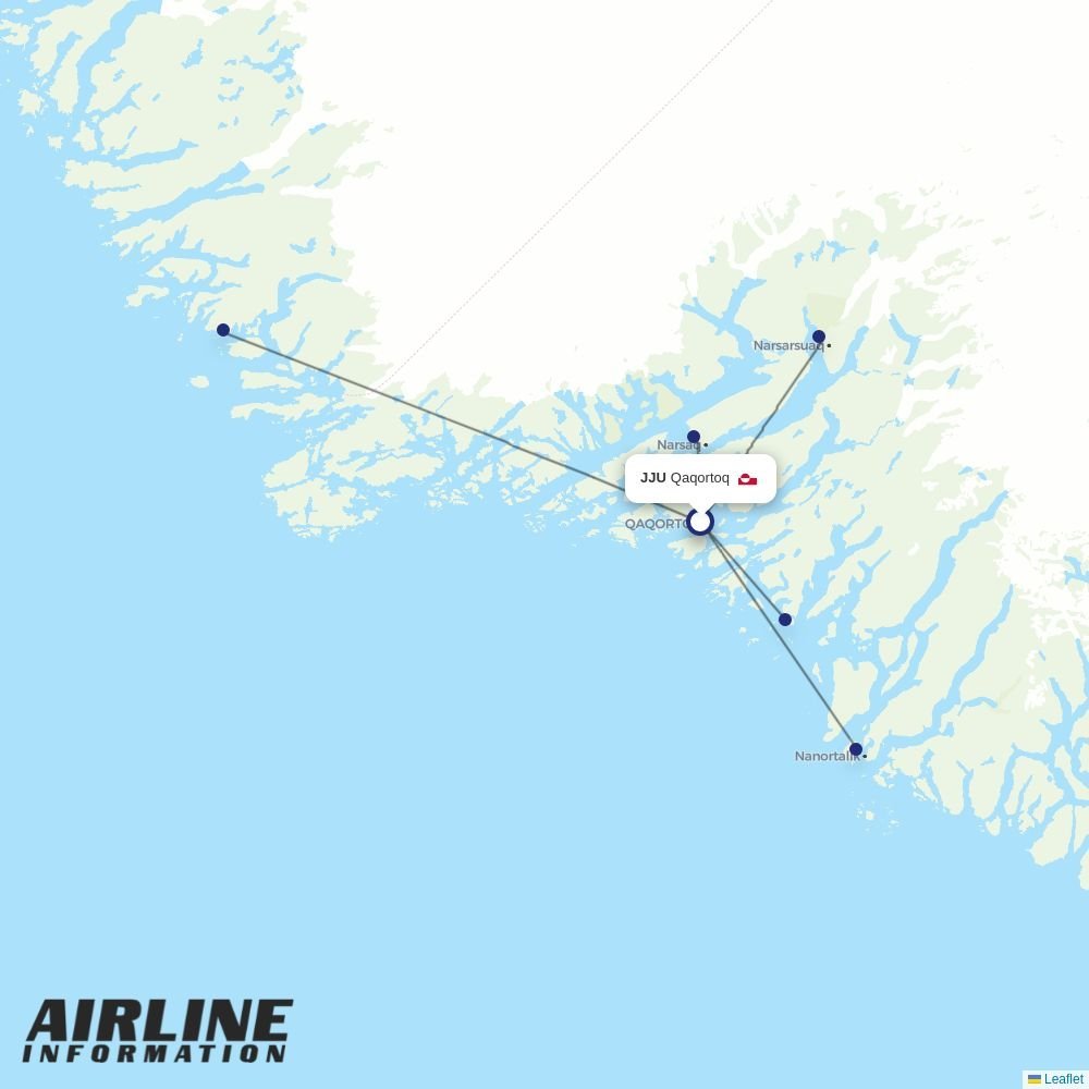 Air Greenland routes from JJU