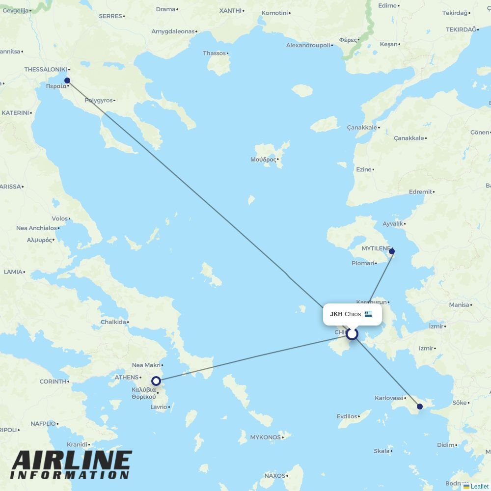 Sky Express routes from JKH