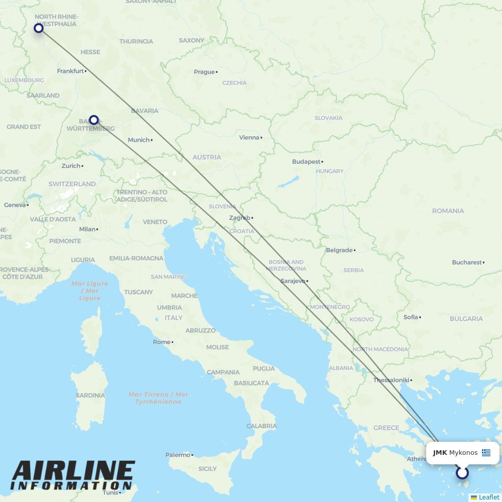 Eurowings routes from JMK