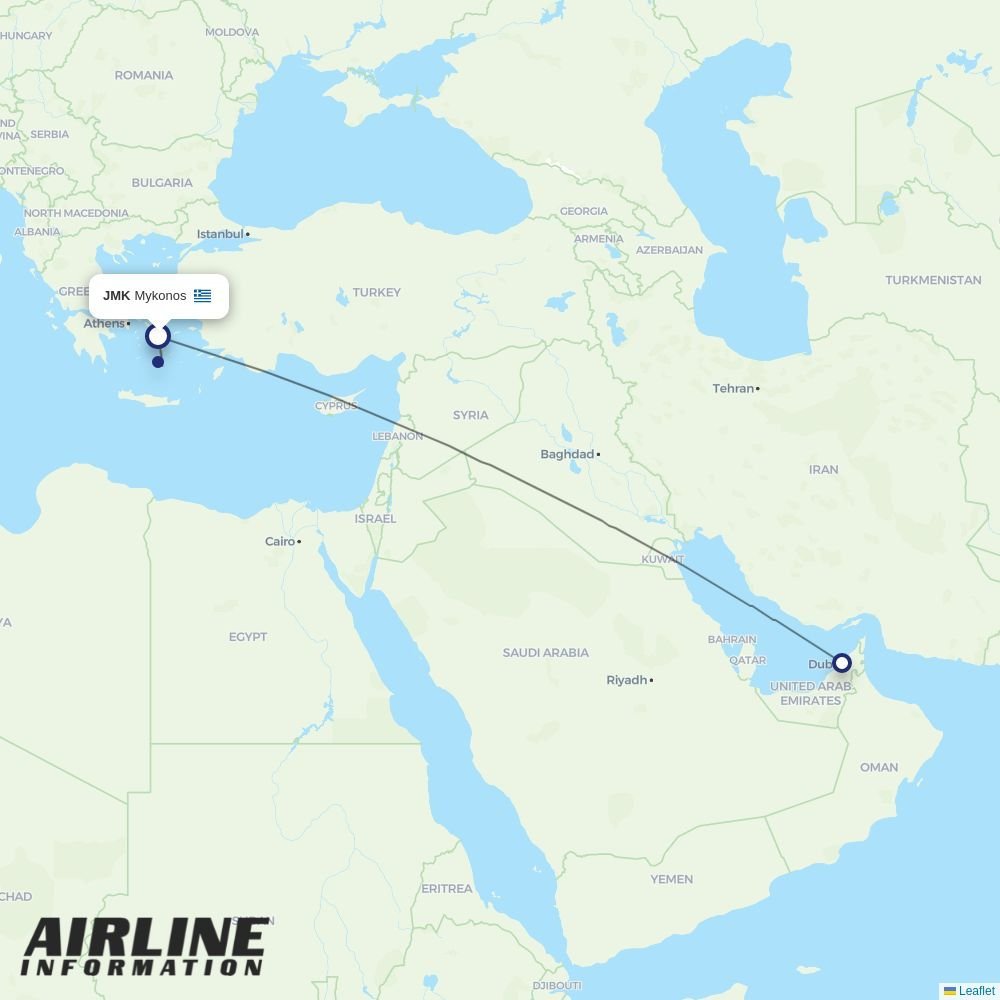 flydubai routes from JMK