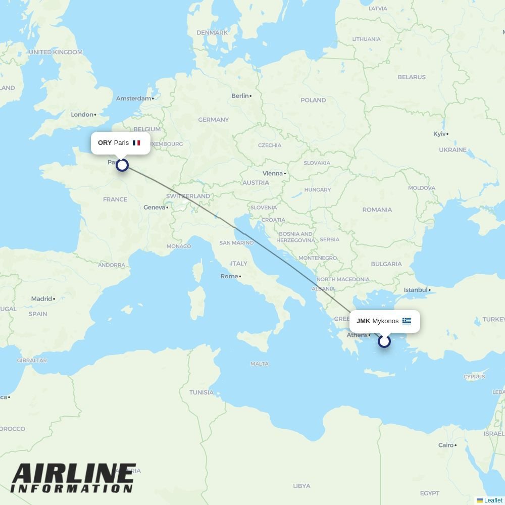 Transavia France routes from JMK