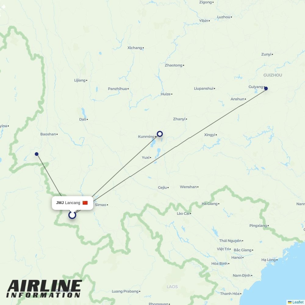 Gestair routes from JNG