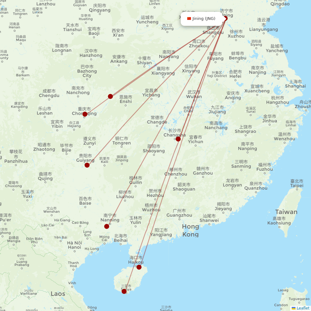 Guangxi Beibu Gulf Airlines at JNG route map