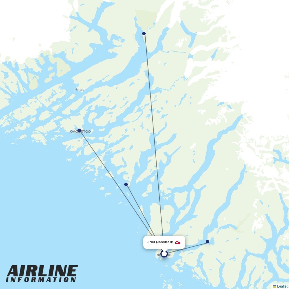 Air Greenland routes from JNN